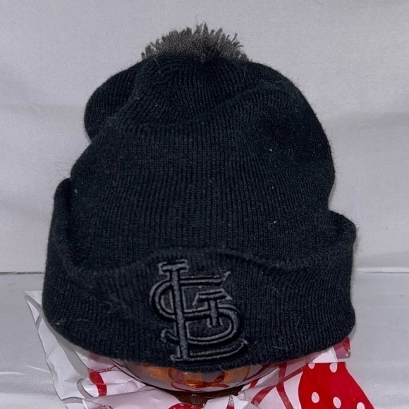 Genuine Merchandise Hat Beanie Saint Louis STL Pull on Puff Ball Top Fold Over - Picture 2 of 8